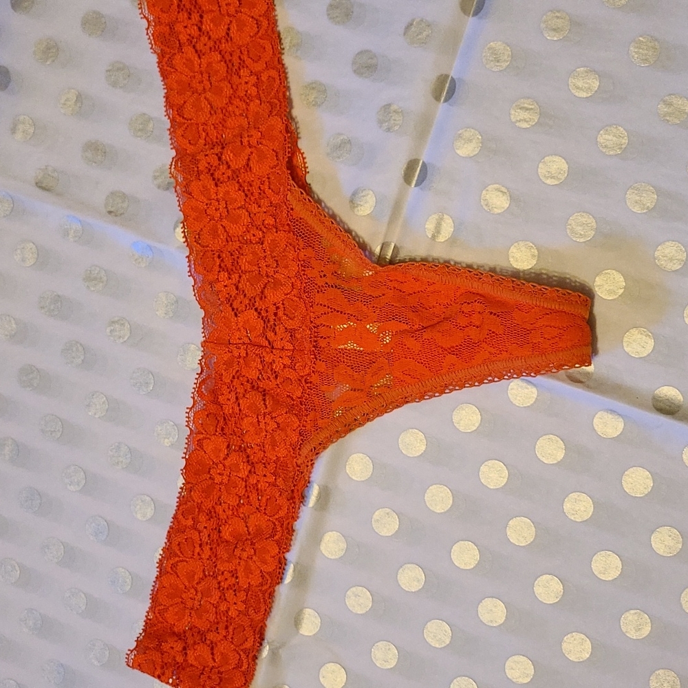 VINTAGE PINK Victoria's Secret Cheekie Thong Orange Sz S